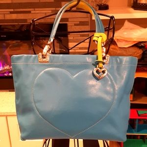 Brighton Jodi Blue Leather Stitched Heart Handbag C752412